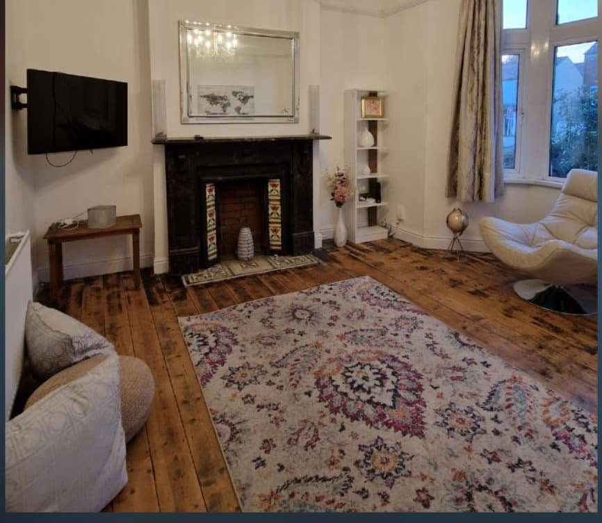 The finished living room after a full renovation